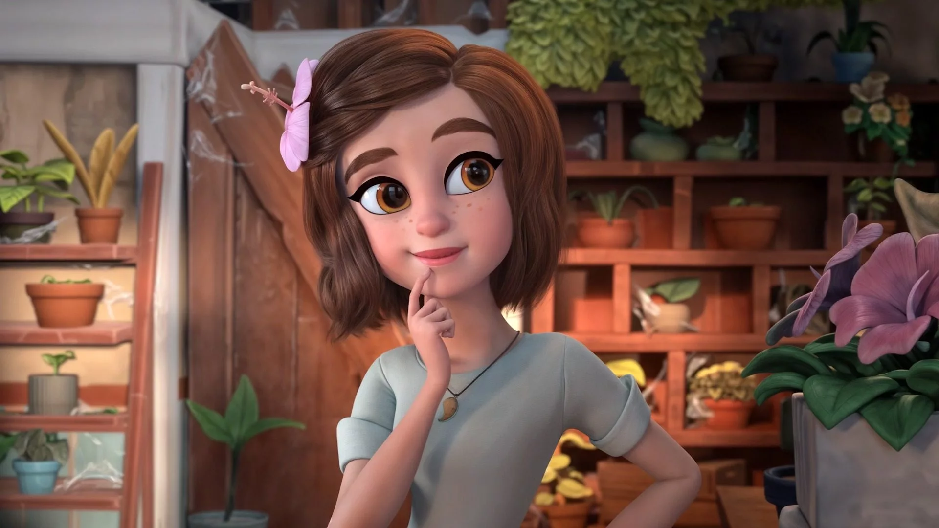 3D animated character from Ohana Island cinematic, featuring a young girl with a flower in her hair, created by 23lunes animation studio. 3D animated character from Ohana Island cinematic, featuring a young girl with a flower in her hair, created by 23lunes animation studio.