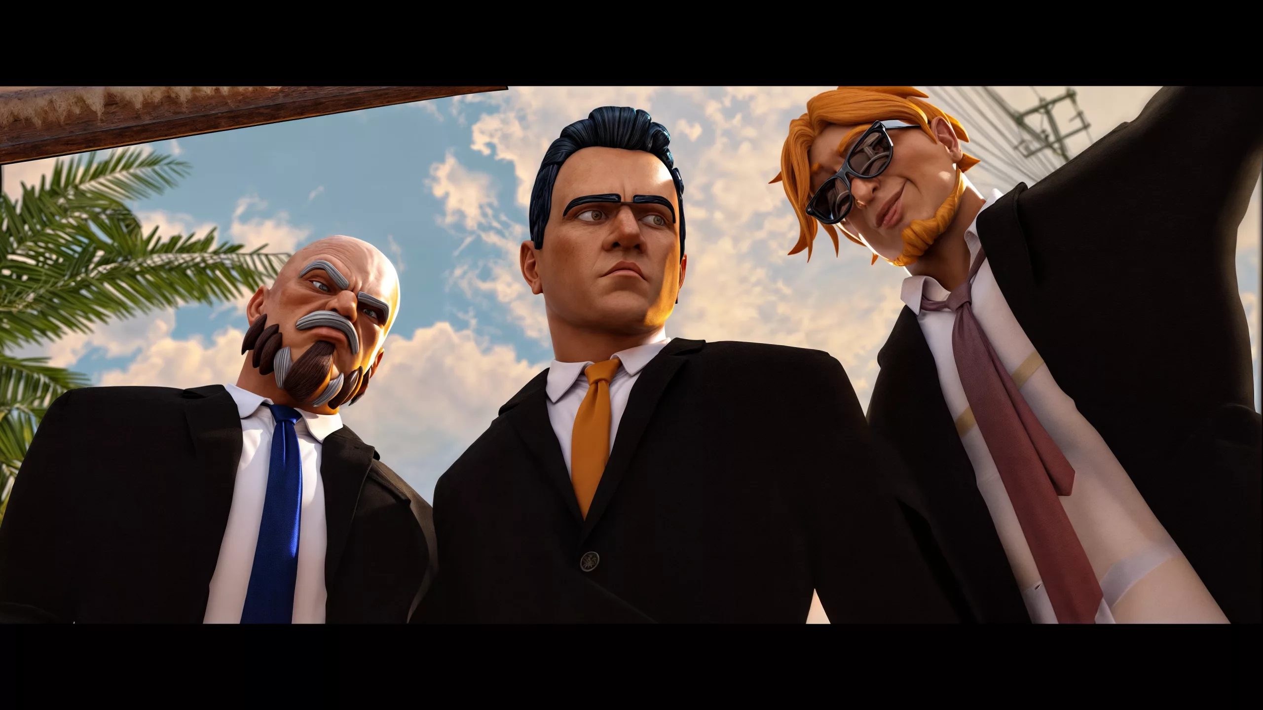 3D animated characters in suits from the Reservoir Dogs game cinematic, created by 23lunes animation studio. 3D animated characters in suits from the Reservoir Dogs game cinematic, created by 23lunes animation studio.