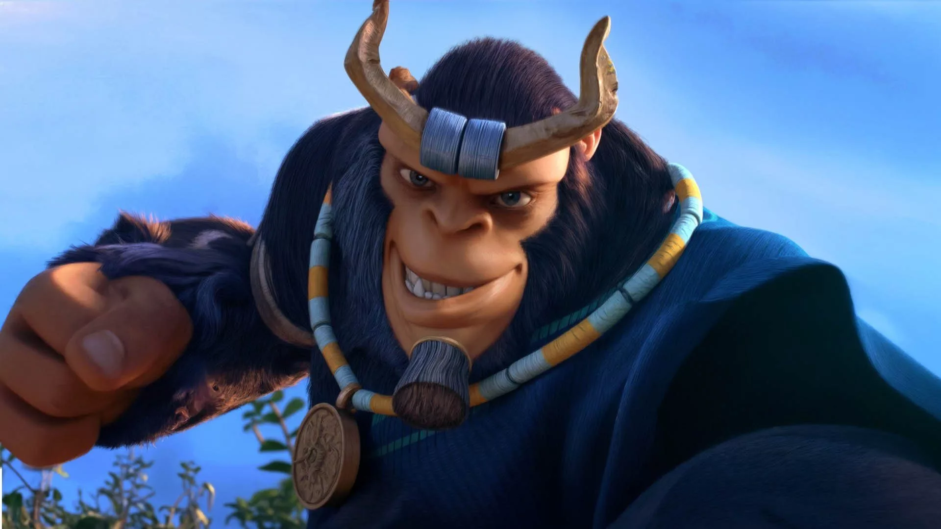 3D animated warrior monkey with tribal necklace and horns, created by 23lunes animation studio. 3D animated warrior monkey with tribal necklace and horns, created by 23lunes animation studio.